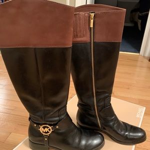 Michael Kors black/tan high boots